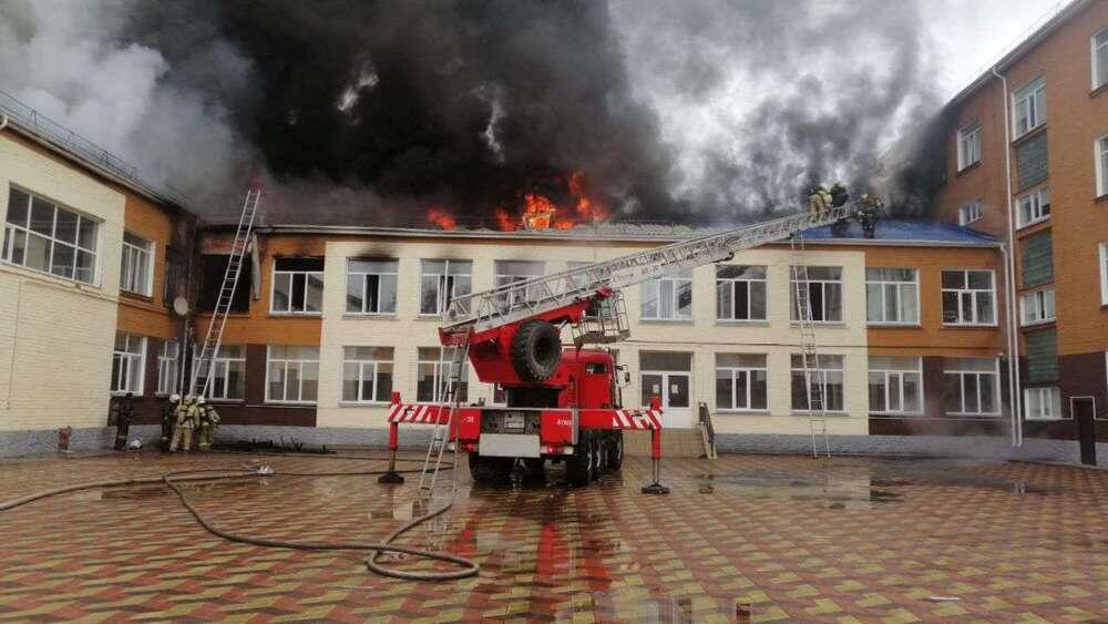 School burning in Pavlodar