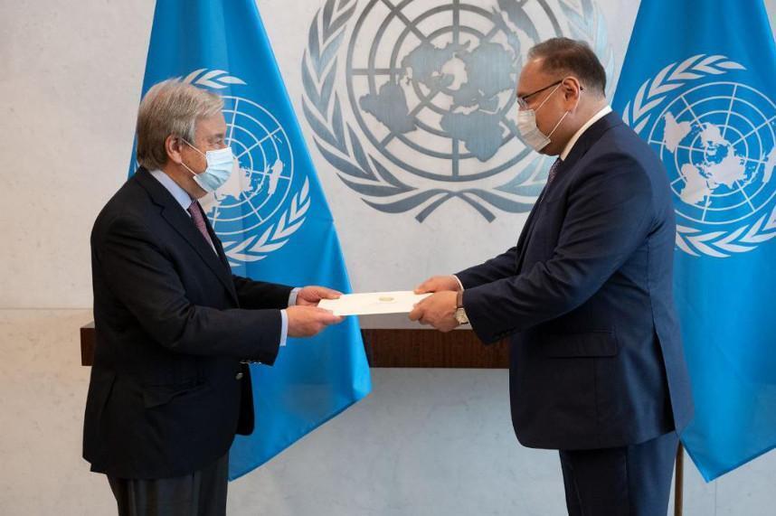 Akan Rakhmetullin presents credentials to UN Sec-Gen. Images | gov.kz