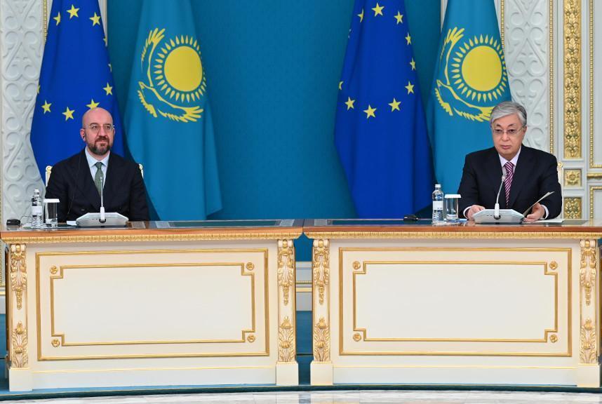 Kazakh President and President of European Council made joint press statement. Images | akorda.kz