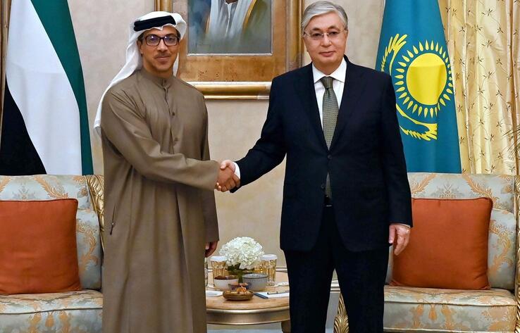 Kassym-Jomart Tokayev, UAE Deputy PM Sheikh Mansour bin Zayed Al Nahyan meet