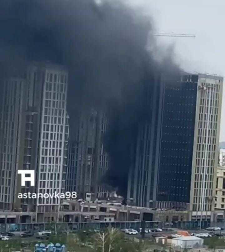 Apartment complex under construction catches fire in Kazakh capital