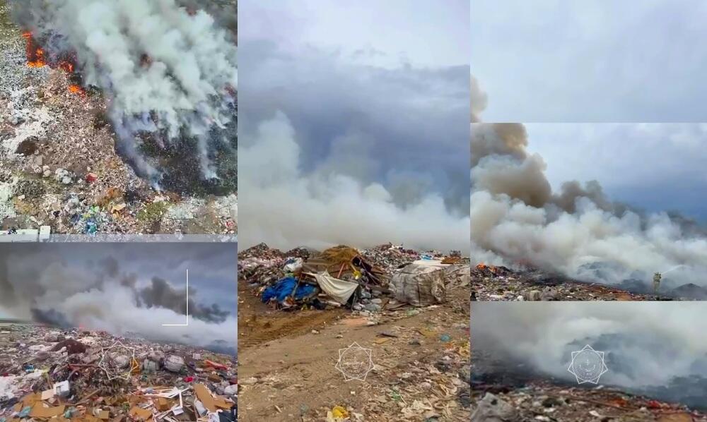 В Конаеве загорелся мусорный полигон
