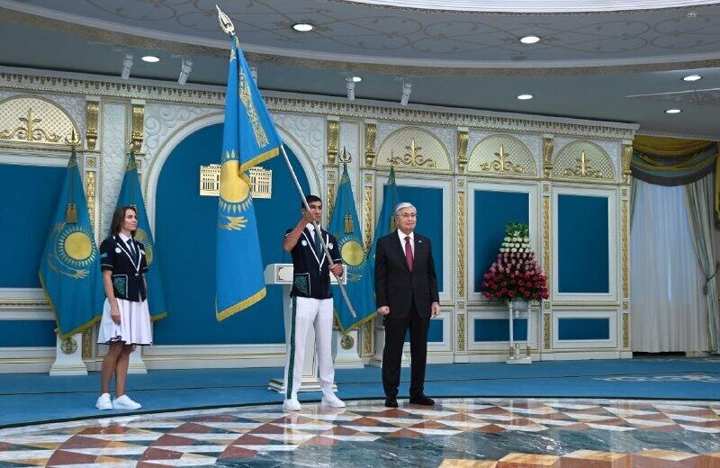 President Tokayev hands in state flag to 2024 Olympic Games participants