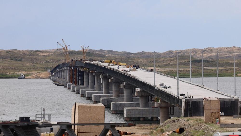 Olzhas Bektenov familiarizes with construction progress of Kazakhstan's longest bridge over Bukhtarma water reservoir